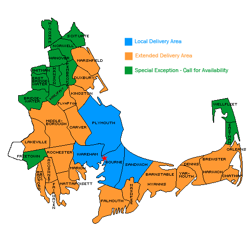 Local Bounce House delivery area map for ABB Moonwalks