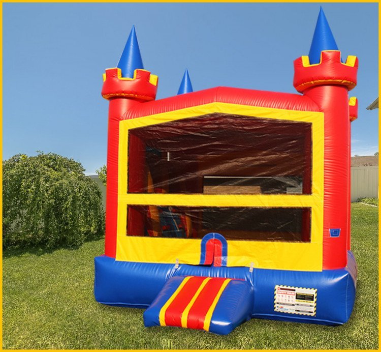 bouncy castle rental in backyard