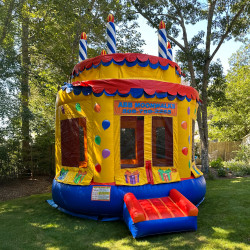 birthday theme bounce house rental with candles on top 1742760415 Birthday Cake Bouncer